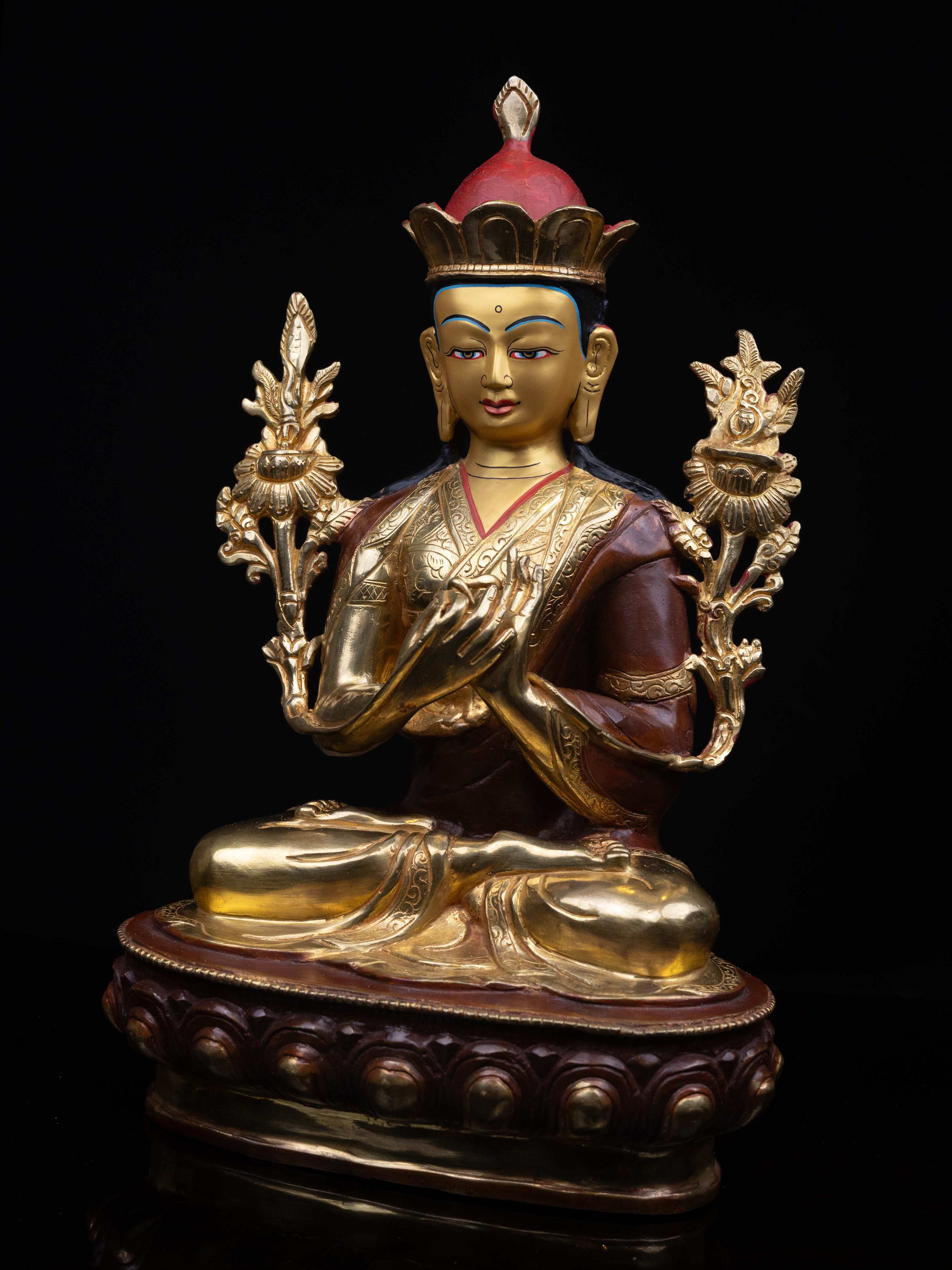 nyamme Sherab Gyaltsin, Buddhist Handmade Statue, half Gold Plated, face Painted And high Quality