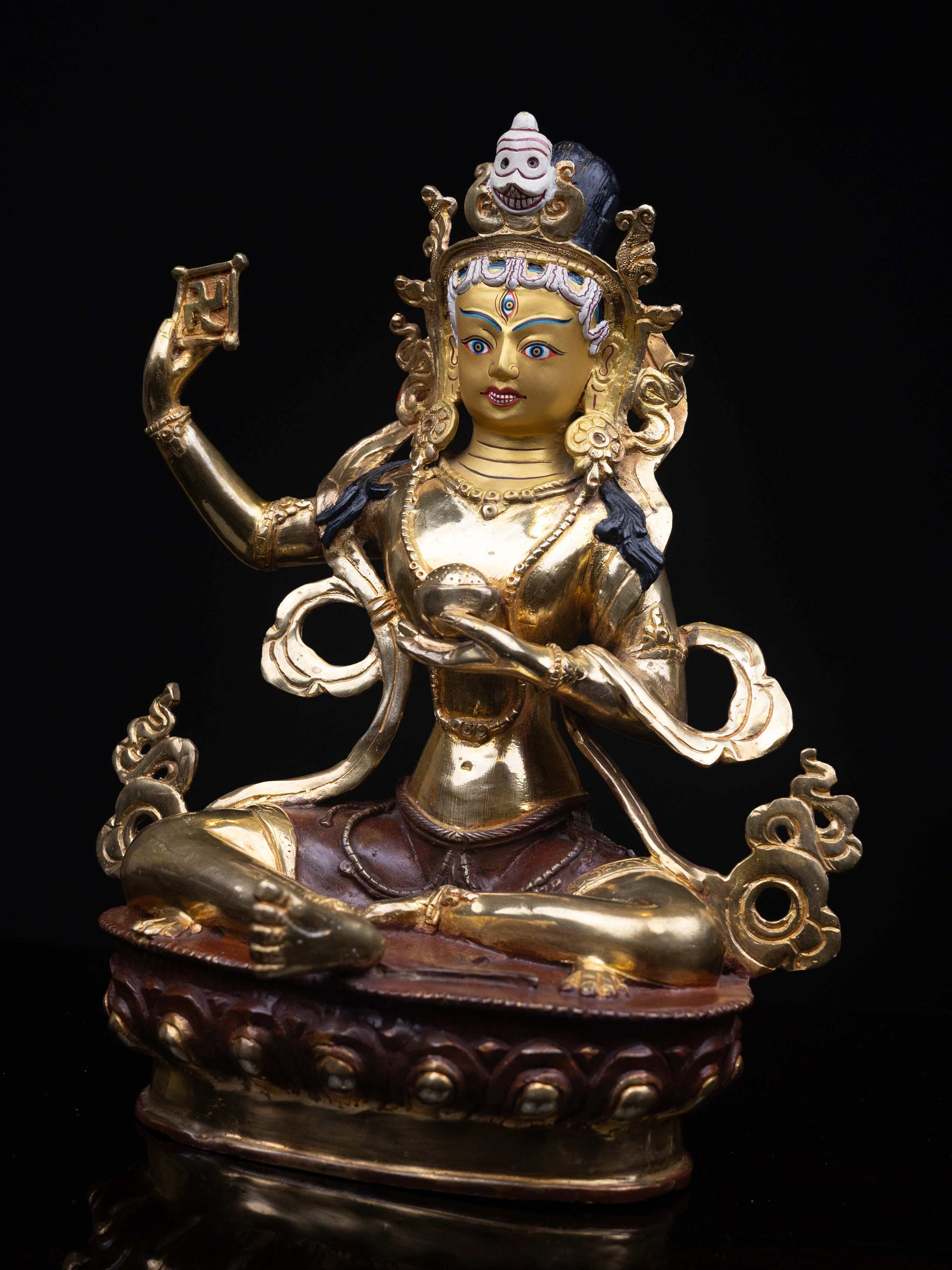 sherab Chhama, Buddhist Handmade Statue, half Gold Plated, face Painted And high Quality