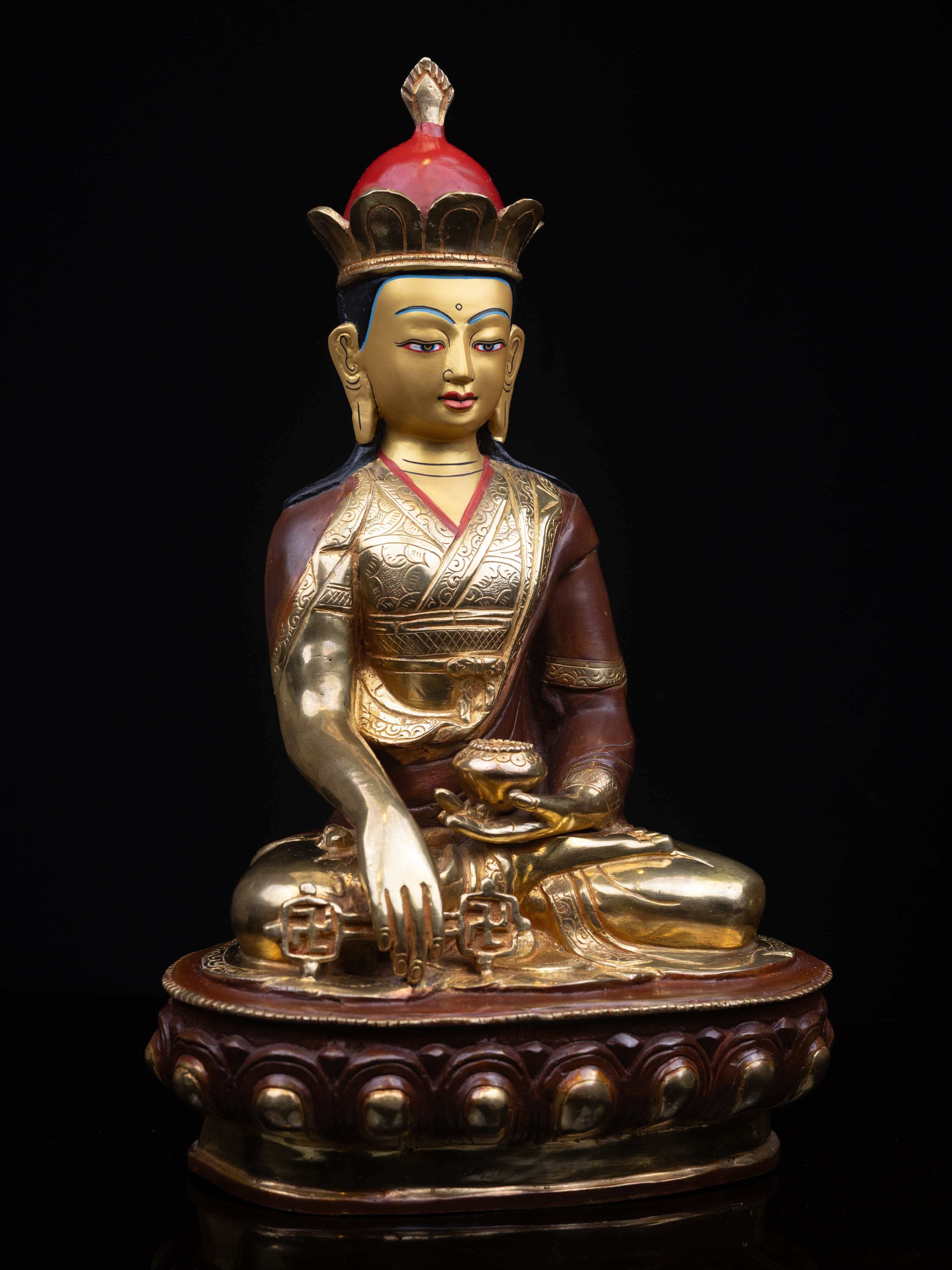 tonpa Shenrab, Buddhist Handmade Statue, half Gold Plated, face Painted And high Quality