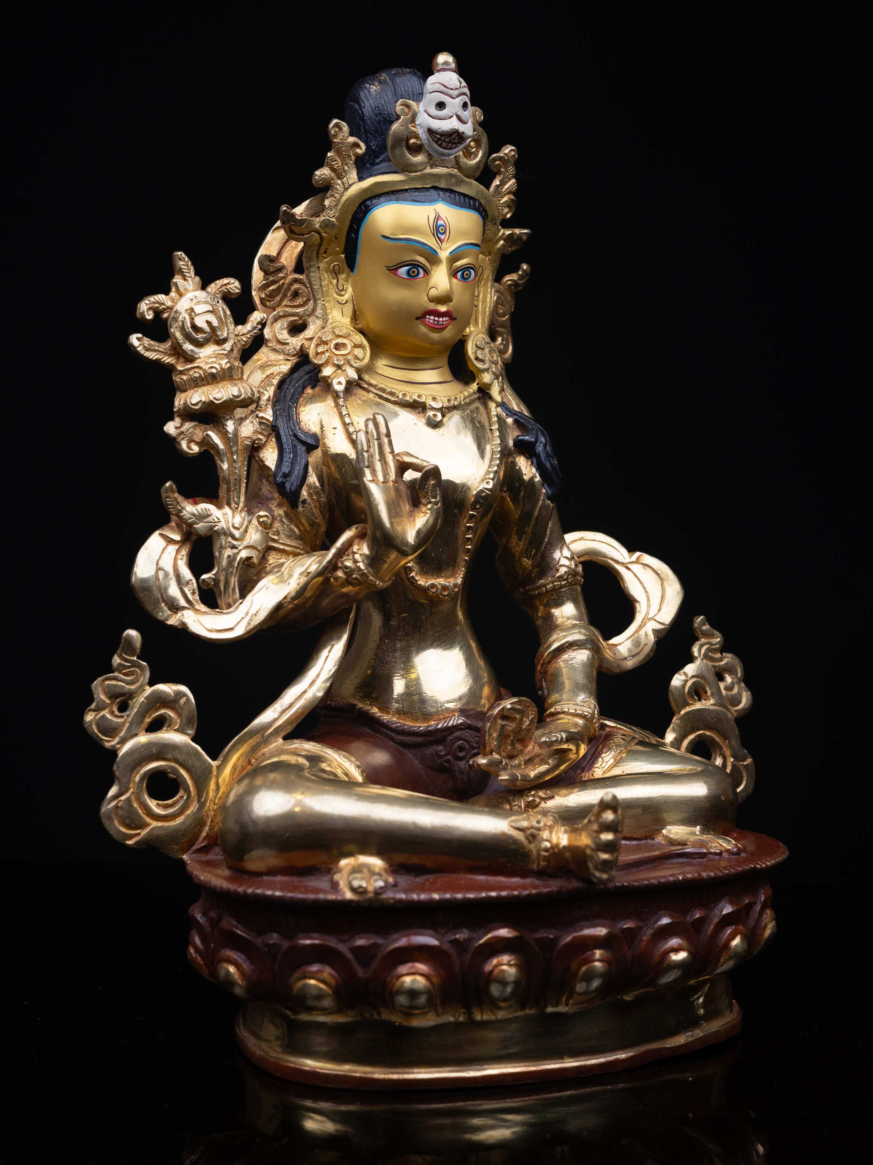 lama Teswang, Buddhist Handmade Statue, half Gold Plated, face Painted And high Quality