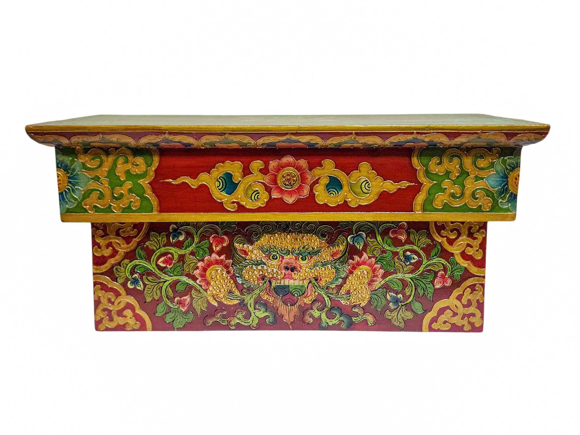 Tibetan Ritual Foldable Table, Traditional Color Painted