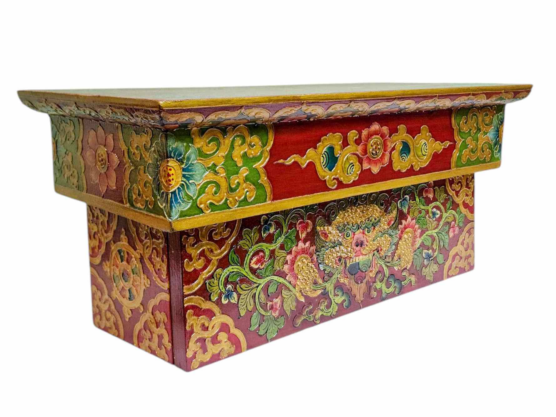 Tibetan Ritual Foldable Table, Traditional Color Painted