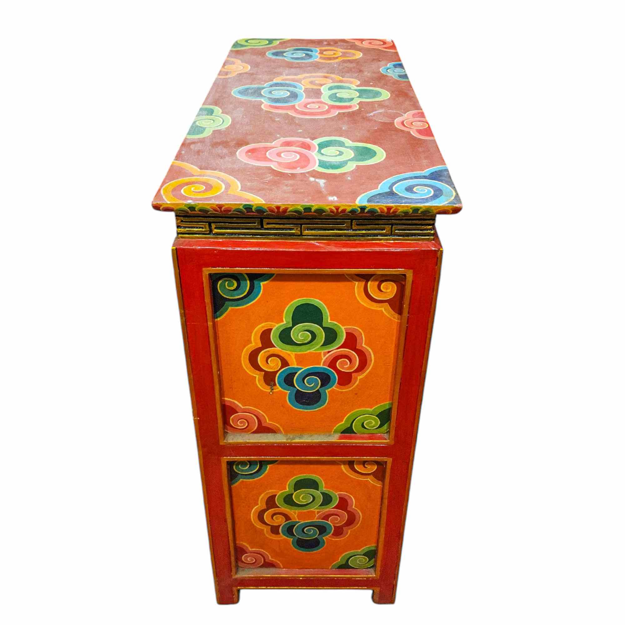 Tibetan Cabinet With Buddha, Fourdoors, painted