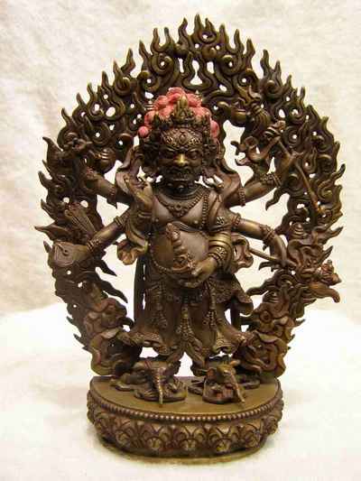 White Mahakala Statue, [chocolate Oxidized], [old Post], [remakable]