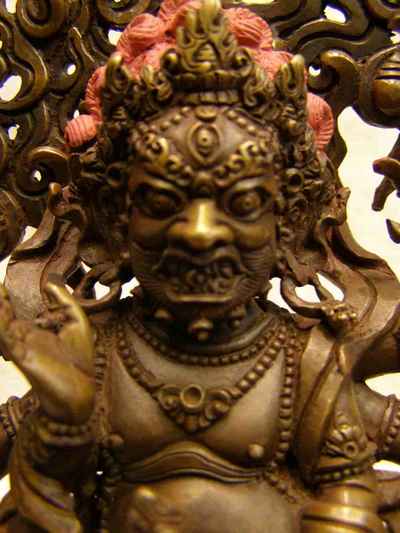 White Mahakala Statue, [chocolate Oxidized], [old Post], [remakable]