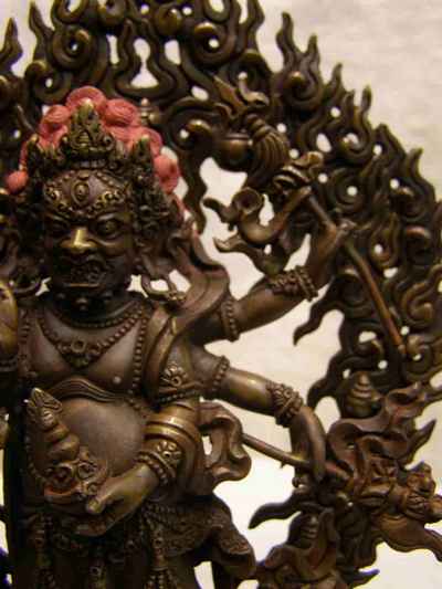 White Mahakala Statue, [chocolate Oxidized], [old Post], [remakable]