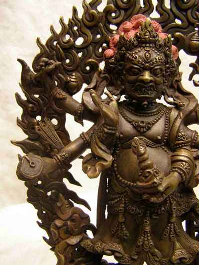 White Mahakala Statue, [chocolate Oxidized], [old Post], [remakable]