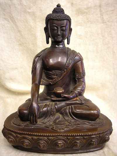 Shakyamuni Buddha Statue, [chocolate Oxidized], [old Post], [remakable]
