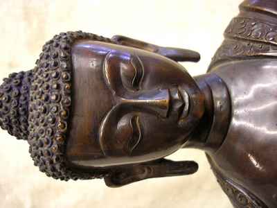Shakyamuni Buddha Statue, [chocolate Oxidized], [old Post], [remakable]