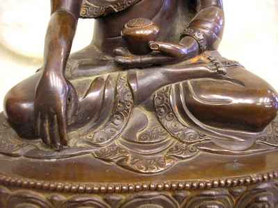 Shakyamuni Buddha Statue, [chocolate Oxidized], [old Post], [remakable]