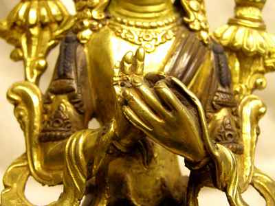 Maitreya Buddha Statue Partly Gold Plated With Painted Face, [old Post], [remakable]