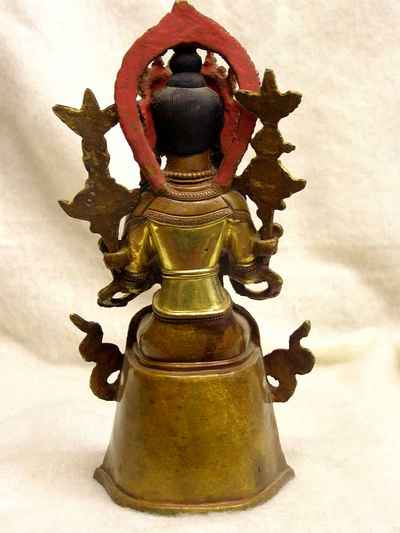 Maitreya Buddha Statue Partly Gold Plated With Painted Face, [old Post], [remakable]