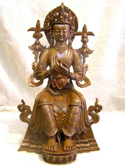 Maitreya Buddha Statue, [chocolate Oxidized], [old Post], [remakable]