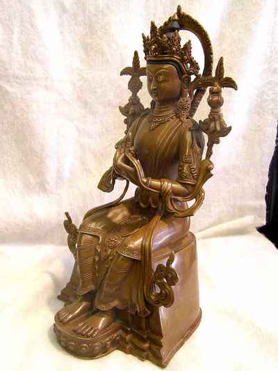 Maitreya Buddha Statue, [chocolate Oxidized], [old Post], [remakable]