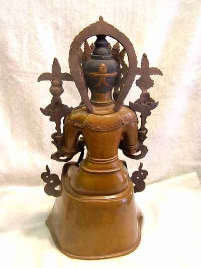 Maitreya Buddha Statue, [chocolate Oxidized], [old Post], [remakable]