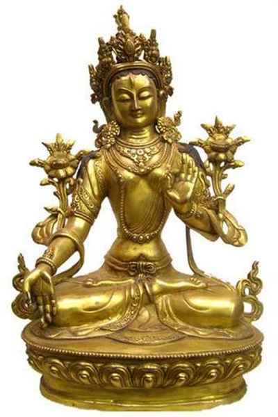 White Tara Statue, Full Gold Plated, [old Post], [remakable]