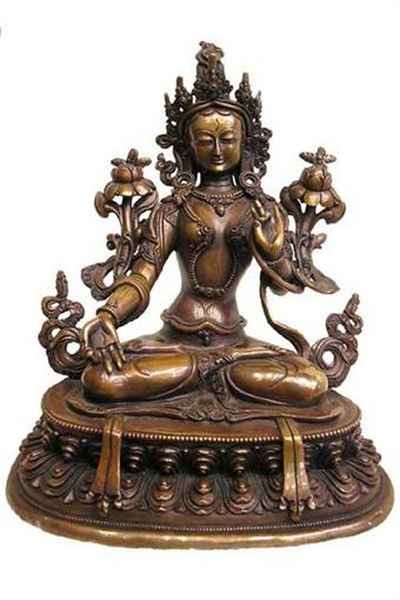 White Tara Statue, [chocolate Oxidized], [old Post], [remakable]