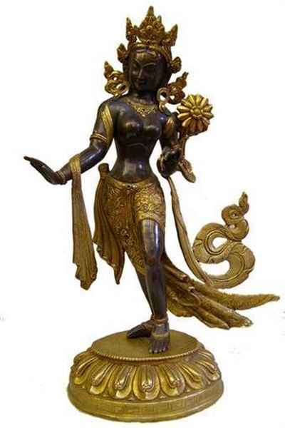 White Tara Statue, Partly Gold Plated, [old Post], [remakable]