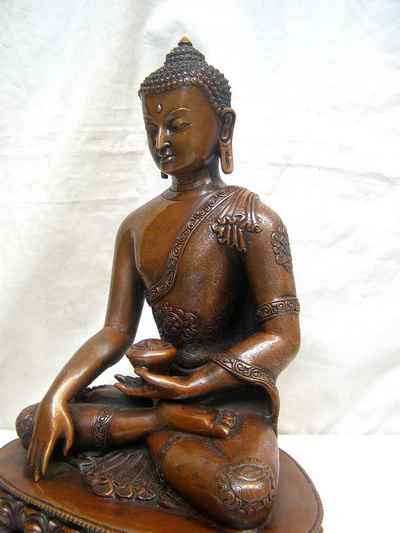 Shakyamuni Buddha Statue, [chocolate Oxidized], [old Post], [remakable]