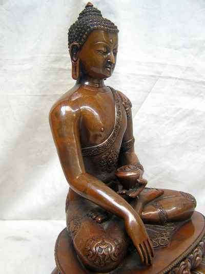 Shakyamuni Buddha Statue, [chocolate Oxidized], [old Post], [remakable]