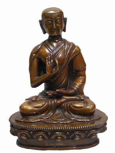 Tsongkhapa Disciples Statue, [chocolate Oxidized], [old Post], [remakable]