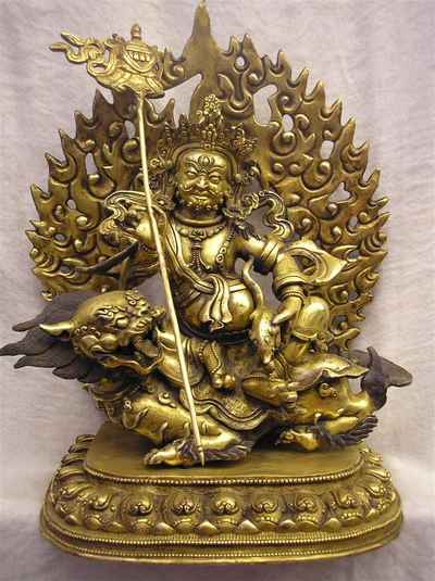 Namtose Vaisravana Jambhala Statue, [full Gold Plated], [antique Finishing], [sold]