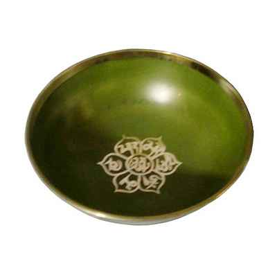 Glossy - Flat Green Lotus Design Singing Bowl, [select Accessories]