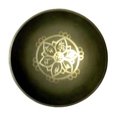 Glossy - Flat Green Lotus Design Singing Bowl, [select Accessories]