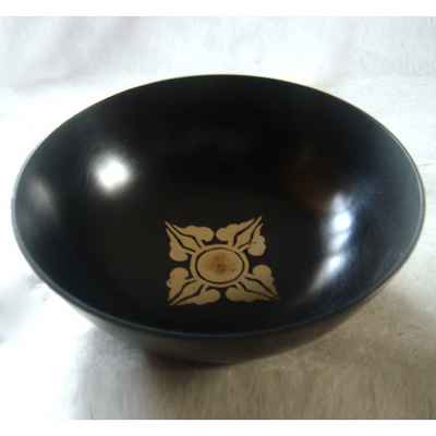 Glossy - Flat Double Dorje Design Black Color Singing Bowl, [select Accessories]