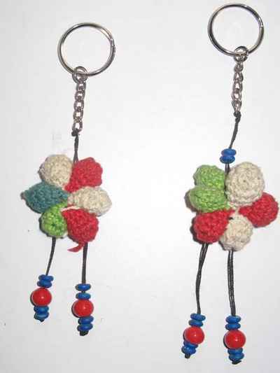 Keyring With Woolen Balls