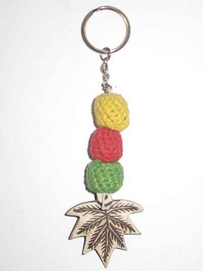 Keyring With Woolen Balls