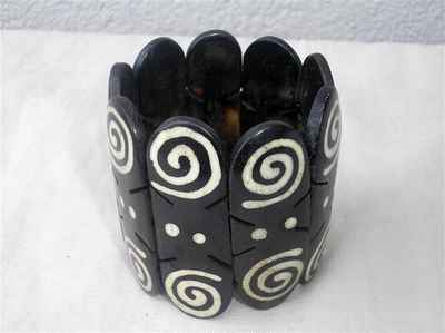 Spiral Design Yak Bone Bracelet, Handmade In Nepal
