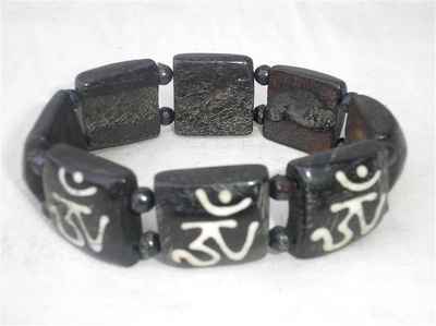 Om Design Yak Bone Bracelet, Handmade In Nepal