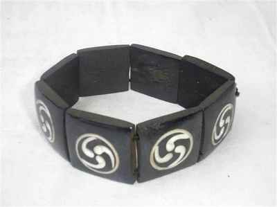 Wheel Design Yak Bone Bracelet, Handmade In Nepal