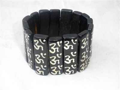 Om Mani Padme Hom Yak Bone Bracelet, Handmade In Nepal