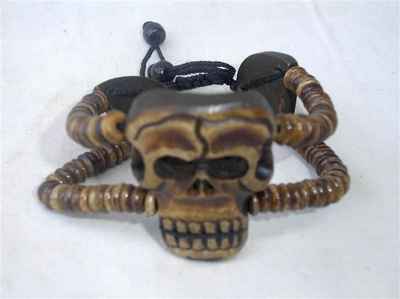 Skull Design Yak Bone Bracelet, Handmade In Nepal
