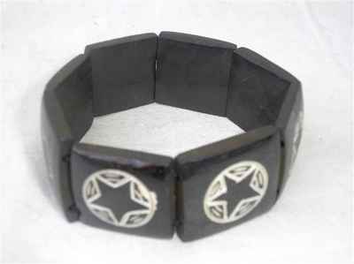Star Mandala Design Yak Bone Bracelet, Handmade In Nepal