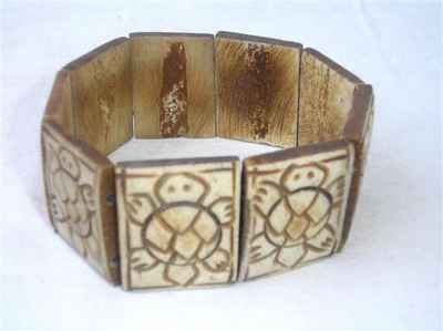 Turtle Design Yak Bone Bracelet, Handmade In Nepal