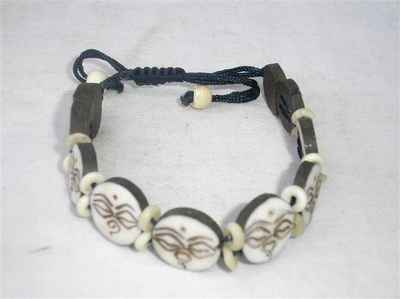 Buddha Eye Design Yak Bone Bracelet, Handmade In Nepal