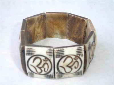 Om Design Yak Bone Bracelet, Handmade In Nepal