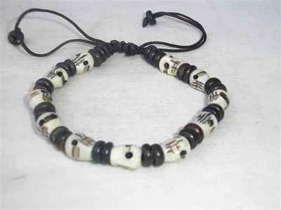 Skull Design Yak Bone Bracelet, Handmade In Nepal