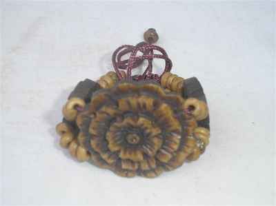 Flower Design Yak Bone Bracelet, Handmade In Nepal
