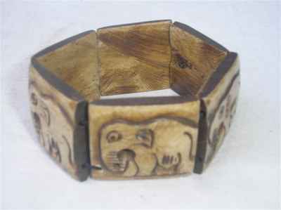 Elephant Design Yak Bone Bracelet, Handmade In Nepal