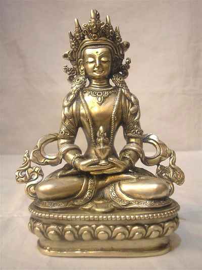 Aparimita, Buddhist Handmade Statue, Chepame, Amitayus, Silver Plated, [old Post], [remakable]