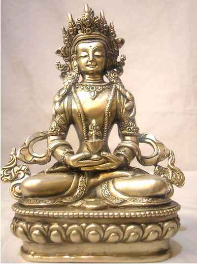 Aparimita, Buddhist Handmade Statue, Chepame, Amitayus, Silver Plated, [old Post], [remakable]