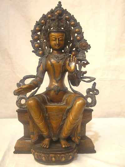 Maitreya Buddha Statue, [chocolate Oxidized], [old Post], [remakable]