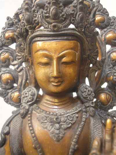 Maitreya Buddha Statue, [chocolate Oxidized], [old Post], [remakable]