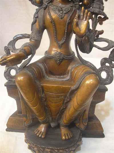 Maitreya Buddha Statue, [chocolate Oxidized], [old Post], [remakable]