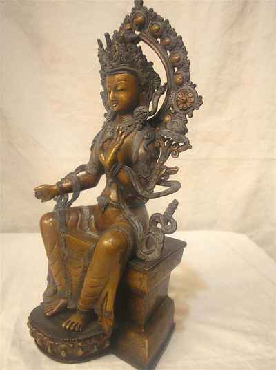 Maitreya Buddha Statue, [chocolate Oxidized], [old Post], [remakable]