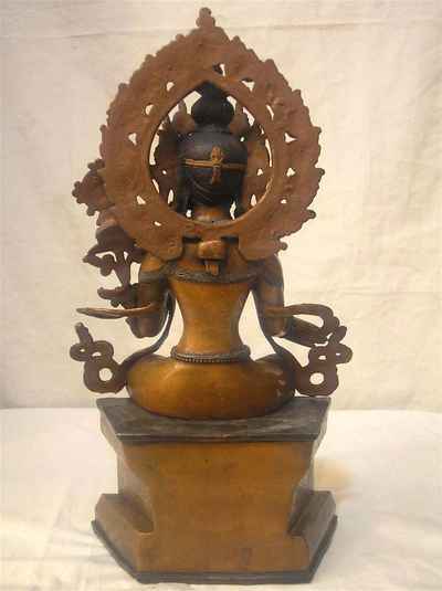 Maitreya Buddha Statue, [chocolate Oxidized], [old Post], [remakable]